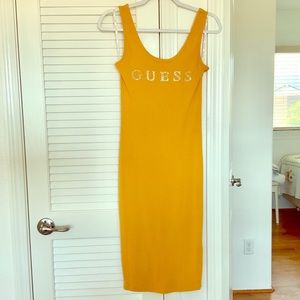 Bodycon tank dress bedazzled rhinestone guess logo